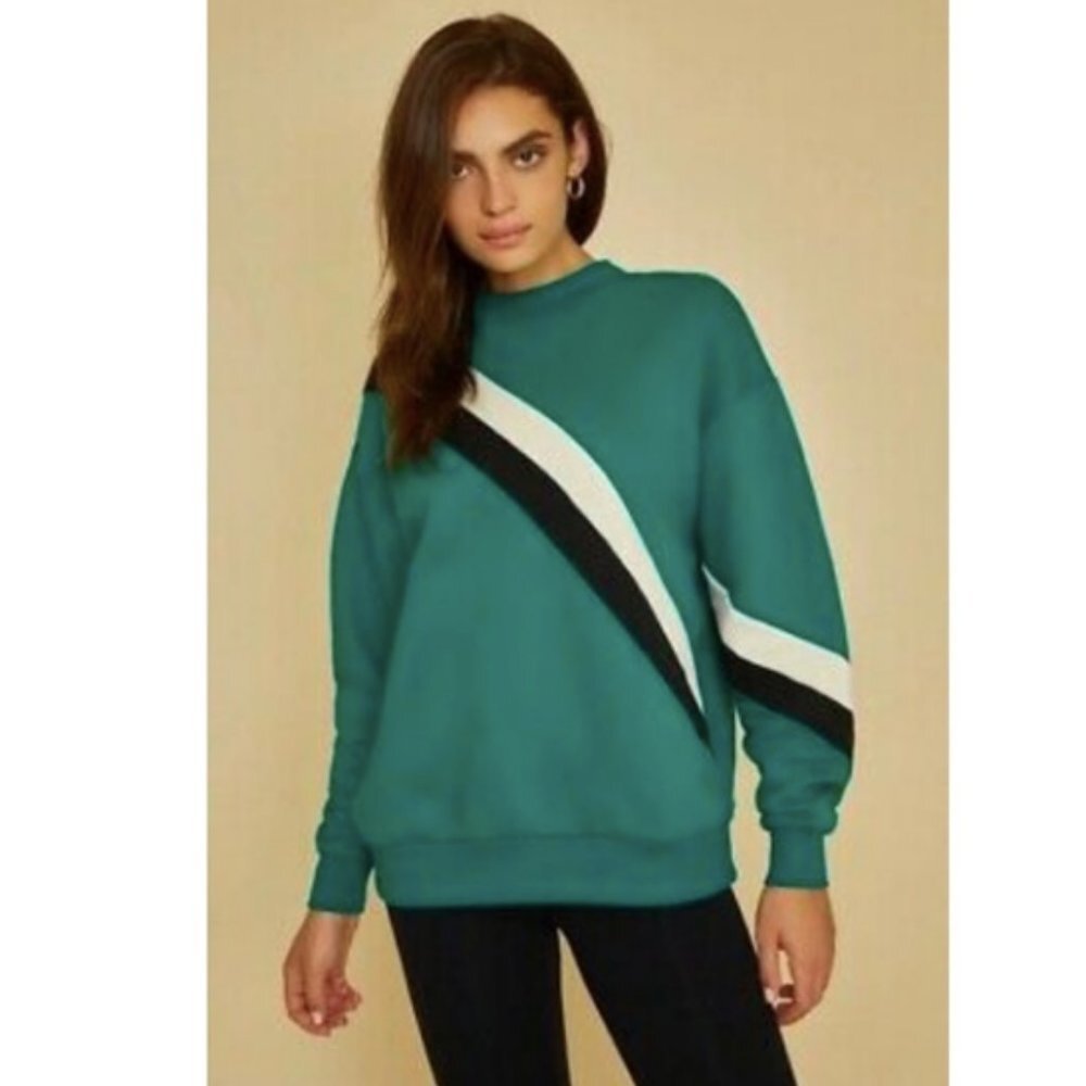 NWT Bandier x Wesley Wooster Striped Sweatshirt Size Small Preppy Rugby